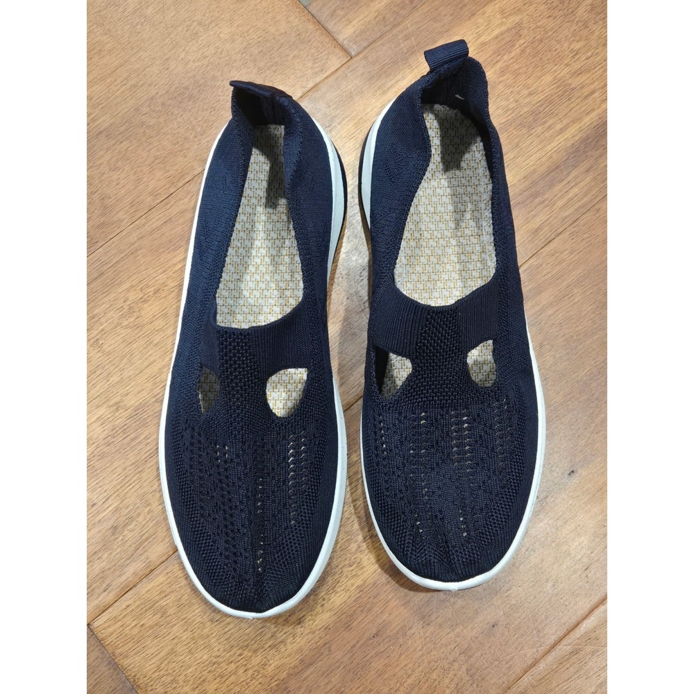 Womens‎ Navy Blue Knit Slip On Sneakers Shoes Size 40